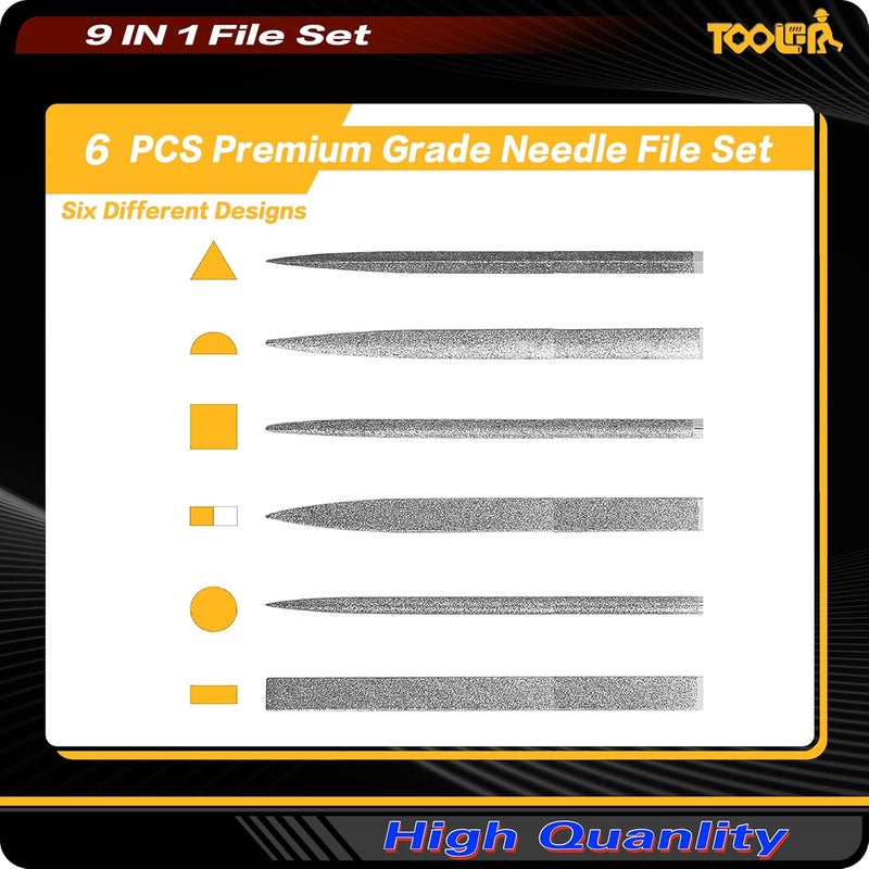 TOOLAN 8-In-1 Needle File & Saw Set With Storage box, 6 pcs Small Diamond Files, for Metal, Jewlers, Wood, Leather and Plastic, Ergonomic Designed Handle With Quick Change Mechanism - Image 5